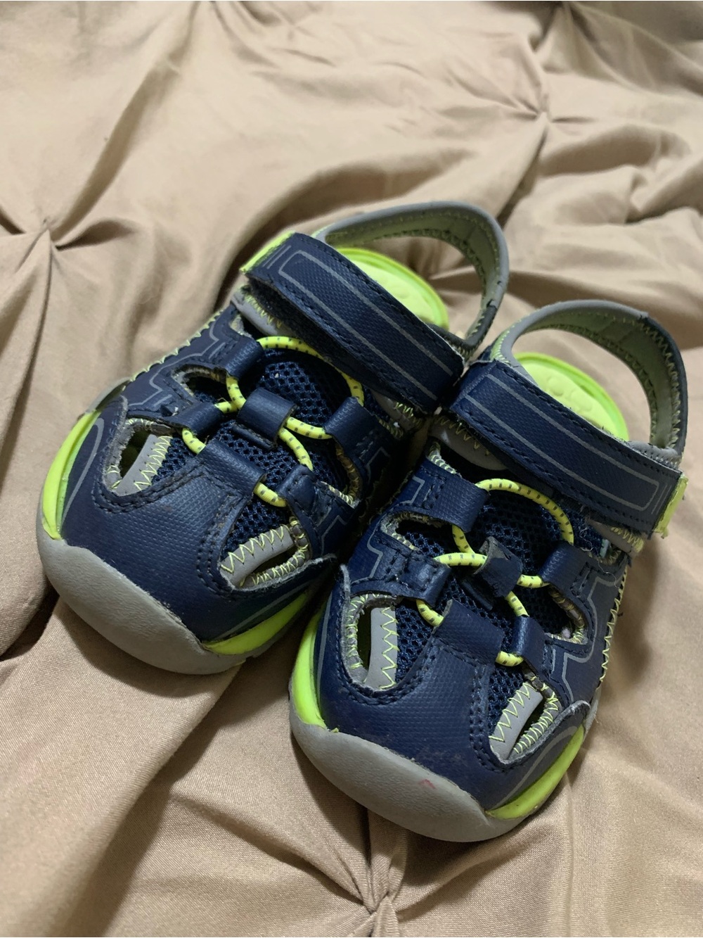 Kids Navy and Neon Green Sport Sandals